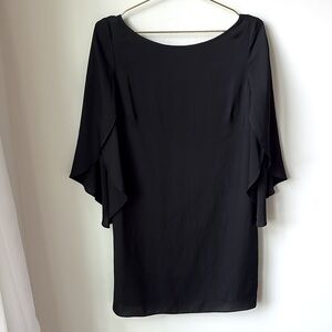 Milly Stretch Silk Crepe Butterfly Dress in Black, Cocktail, Zip Back,Size 8